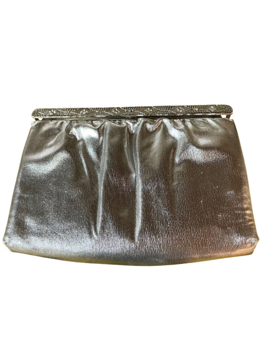 Ande Vintage Silver Metallic Clutch Purse Evening Event